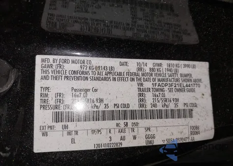 2014 Ford Focus Se from USA, damaged, VIN 1FADP3F21EL441770